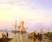 Shipping In A Calm Amsterdam - 约翰内斯·赫曼努斯·库库克